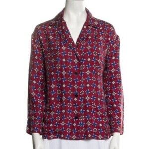 Louis Vuitton Silk Pajama Top Size Italian 38‎ US 6 Burgundy Luxury Old Money